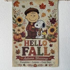 Garden Flag 12x18 Snoopy Charlie Brown Hello  Fall  Double Sided Handmade