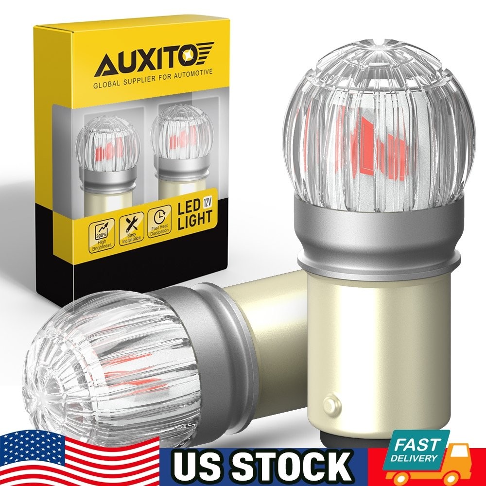 2X AUXITO 1157 2057 Pure Red LED Stop Turn Signal Brake Tail Light Bulbs BAY15D