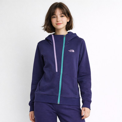 North Face Womens Thatch Hoodie Jacket Size L Purple Turquoise Full Zip Running