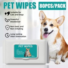 80 count Dog Grooming Wipes Deodorize Hypoallergenic Pet Cat Cleaning Dry Bath