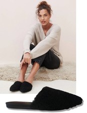 JENNI KAYNE sz 37 Black Shearling Slipper Mules 7