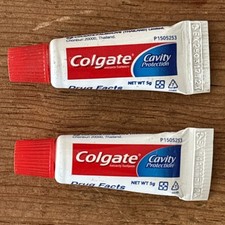 Lot Of 2 Miniature Tube of Toothpaste Tiny Colgate 3ml Travel 5 Grams Each