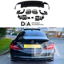 FOR MERCEDES AMG W117 C117 CLA45 GLOSS BLK REAR DIFFUSER QUAD EXHAUST TAIL PIPE