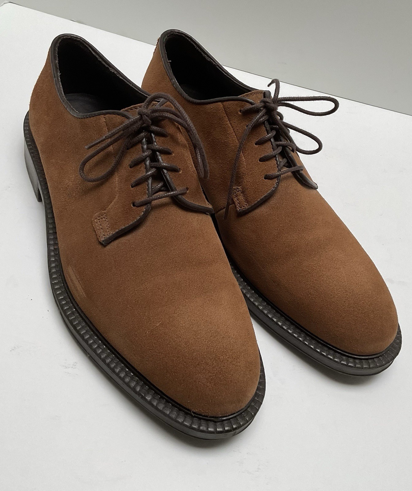 SAOLA Scarpa derby uomo Testoni Basic scamosciata marrone dorato taglia 7 M Italia stringata