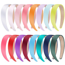16 Pieces Colorful Satin Hair Accessories - 1 Inch Plastic Covered Headbands for