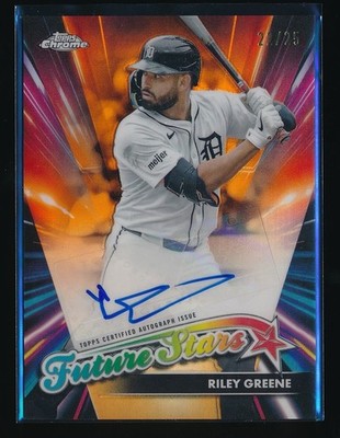 Riley Greene 2024 Topps Chrome Future Stars Orange Refractor Auto 22/25