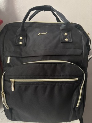 Pacsafe Black Backpack Gold Hardware Top Handle Adjustable Strap Outer Pockets