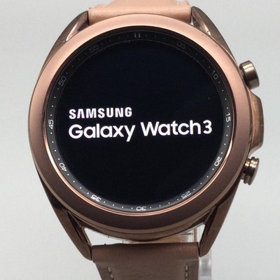 Samsung Galaxy Watch3 41mm Rose Gold Tone Smartwatch Leather Band Android IOS