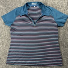 Kids Nike Golf Polo Shirt Blue Stripe Dri Fit Short Sleeve Quarter Zip M 8 10