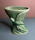 Vintage R.R.P. Co. Roseville 1304/8 Bird Vase Green Pottery