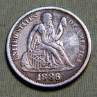 1886 United States Seated Liberty Silver Dime - Choice XF Details- Lot 613
