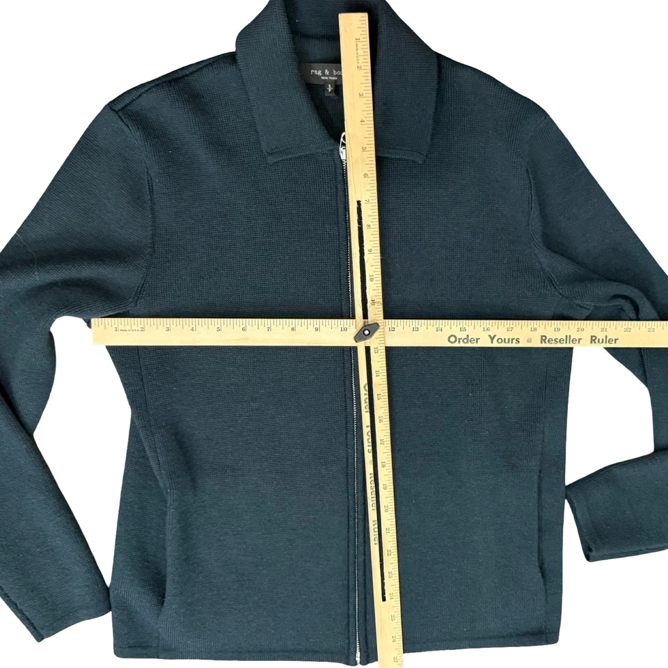 Rag & Bone Navy Blue Melrose Merino Wool Full Zip Collar Sweater Jacket Size S - Image 3 of 4