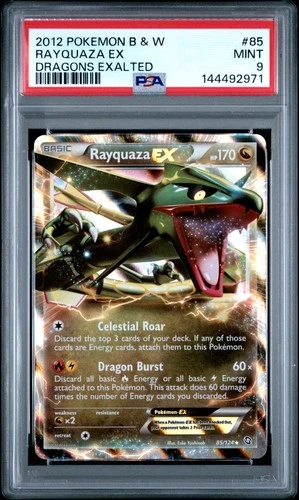 2012 POKEMON B&W DRAGONS EXALTED #85 RAYQUAZA EX PSA 9
