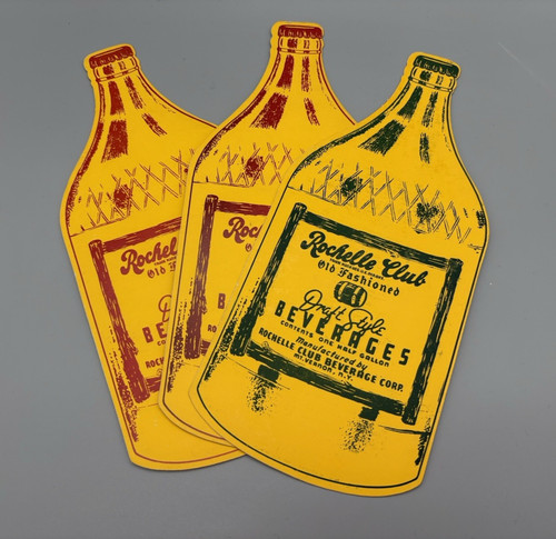 Vintage advertising hanging double side signs Rochelle Club Beverages NY soda