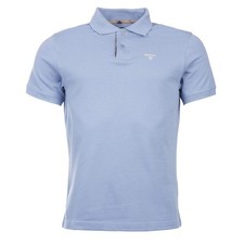 Image of Barbour Tartan Cotton Pique Polo Shirt Sky Marl