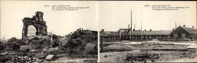 Folding Postcard Lens Pas de Calais, Ateliers des Mines, destruction on site - 3872699