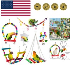 Bird Parakeet Cockatiel Toys, Birds Cage Accessories Swing Climbing Ladders W...