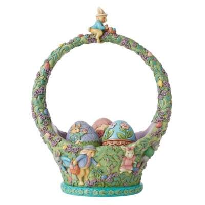 Jim Shore Heartwood Creek 6010591 EASTER BASKET W/3 EGGS, 18th Annual, 4 pc set
