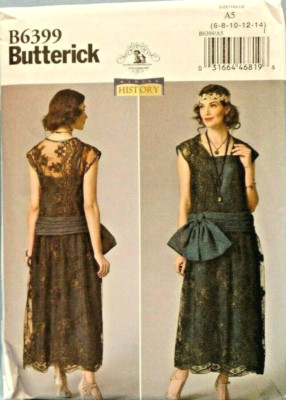 BUTTERICK PATTERN 6399 DRESS FLAPPER 1920  STYLE MISSES SIZES 6 8 10 12 14 UNCUT