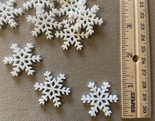 White Snowflake Embellishments, 1 Flakes. Acrylic. Bag Of 10. New.
