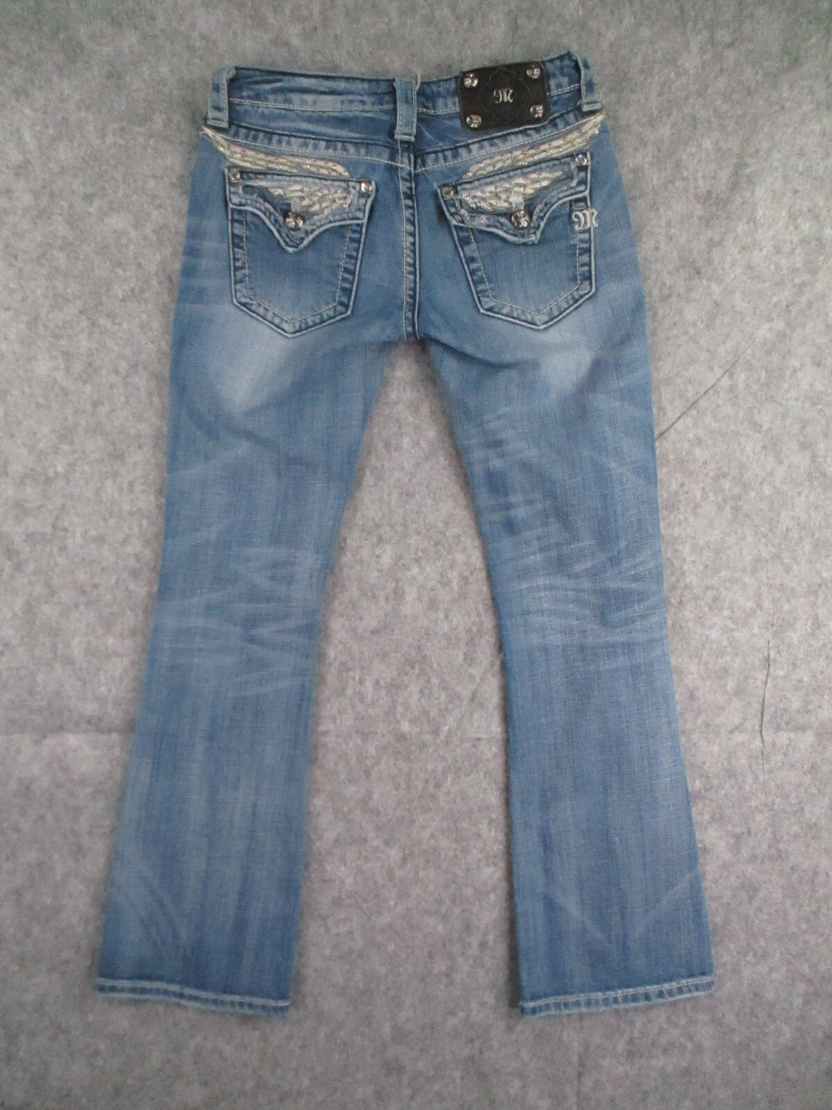 Miss Me Buckle Jeans Womens 27 Blue Denim Bootcut Low Rise Rhinestones ...