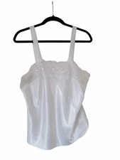 Vtg LUCIE ANN II White Cami Camisole Top USA 38 Sequins Coquette Hyperfeminine