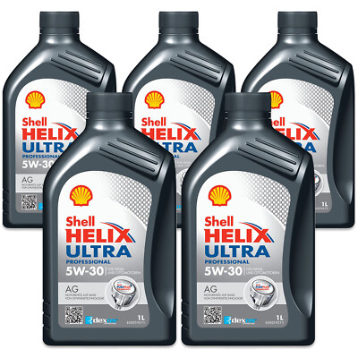 5x Shell Helix Ultra Professional AG 5W-30 Motoröl Opel Dexos2 ACEA C3 API SN 1L