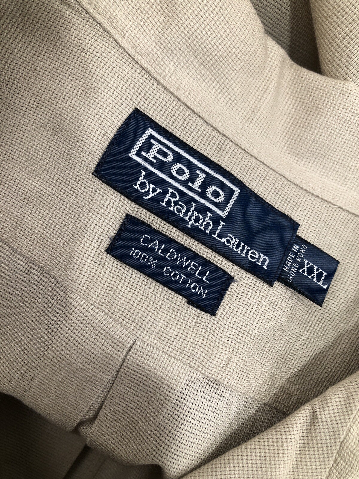 90'S Ralph Lauren CALDWELL short sleeve open collar linen x silk shirt men's size S vintage silk Khaki type Vintage Second Hand