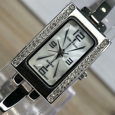 Cote d Azur Crystal Watch Accent Silver Tone Case Rhinestone Dial NEW BATTERY