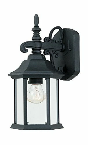 2961-BK Outdoor Wall Lantern, Black Cast Iron - Picture 1 of 4