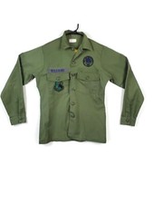 US Military Shirt Mens 15.5x35 Green Utility Dura Press OG 507 Combat Vtg USGI