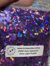 50g Solvent Resistant DIAMOND shape Glitter HOLO LIGHT PURPLE Nail Art Craft