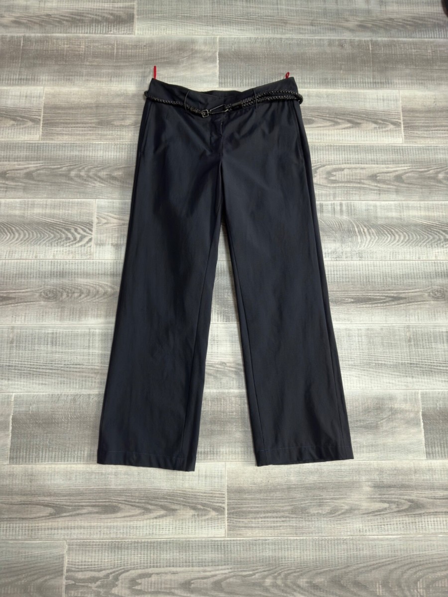Prada Milano Nylon Pants With Belt Dark Blue Women Size 44 | eBay