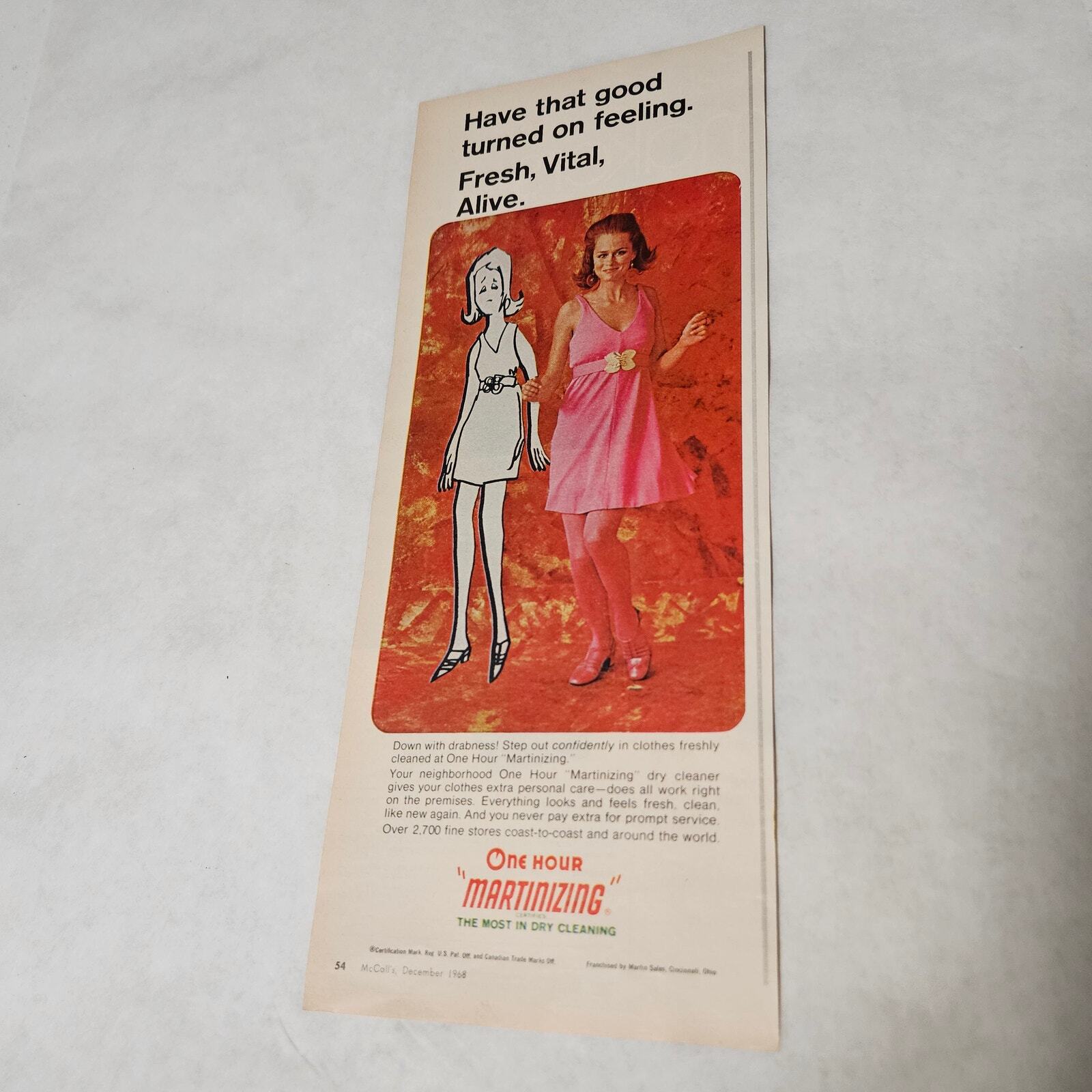 One Hour Martinizing Dry Cleaning 1968 Print Ad Woman in sleeveless