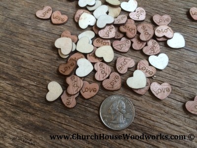 Rustic Wood Heart Confetti For Weddings - Engraved Zambia