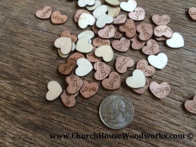 100 wooden love hearts rustic wedding table confetti, invitations USA - Image 2 of 4
