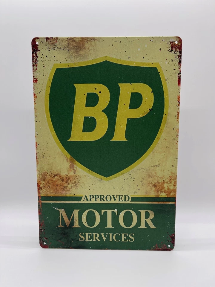 BLACKBEARD WAREHOUSE Blechschild BP Motor 20x30cm Nostalgie Retro Reklame Vintage Garage Werkstatt