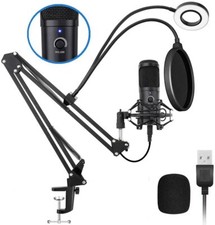 USB Podcast Kit 192KHZ/24BIT Plug  Play Condenser Microphone with Sound Card