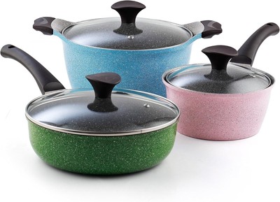 6-Piece Nonstick Ceramic Coating Cookware Set, Multicolor