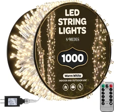 1000 LED Christmas Lights [Warm-White] 400Ft String Lights Outdoor, with 8 Modes
