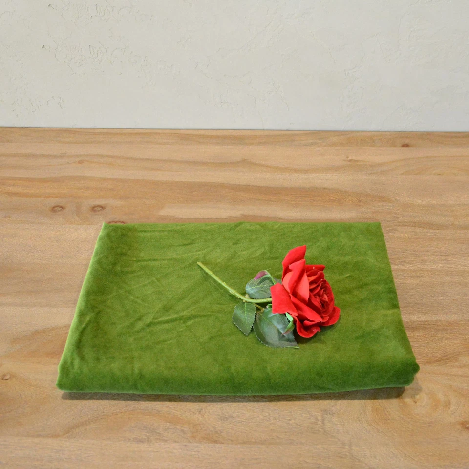 Moss green cotton velvet upholstery fabric for sofa | 110 (43") Cms Width fabric - Image 4 of 4