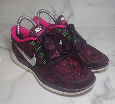 Nike Free Run Running Trainers Sneakers Maroon Black UK
