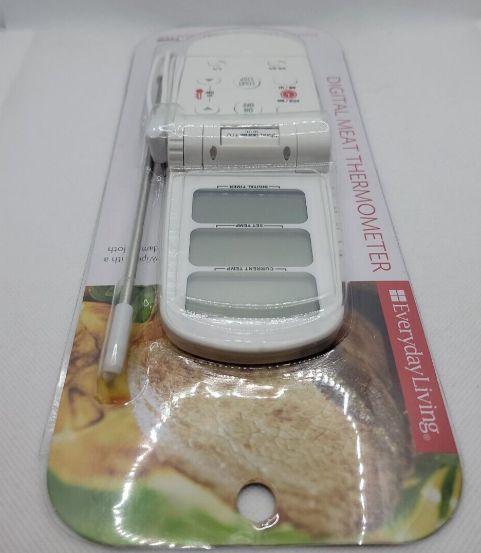 Everyday Living Digital Cooking Meat Thermometer With Probe White 1402