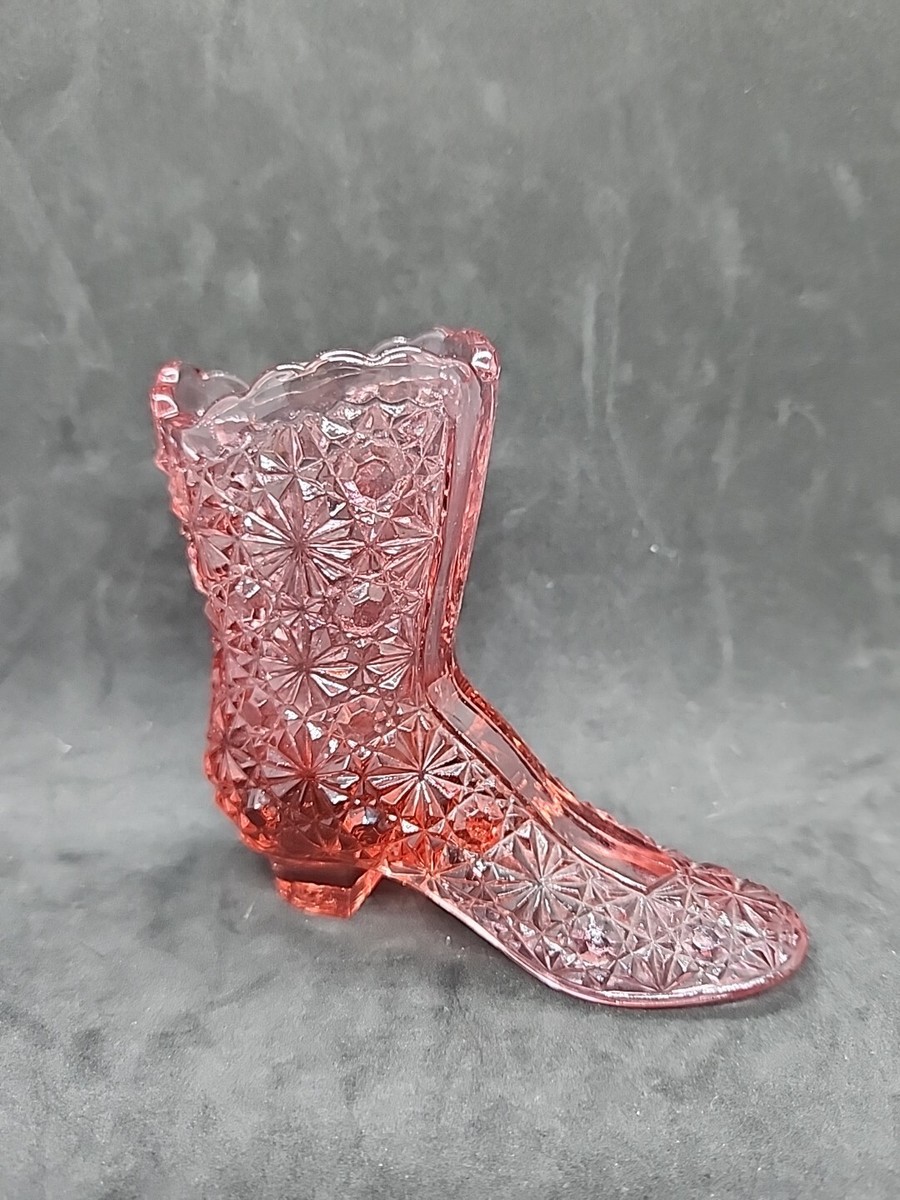 Vintage Fenton Pink Glass Daisy And Button Pattern Boot | eBay