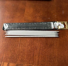 Addi straight  double-pointed knitting needles - 5.5mm US #9 8" Aluminum  Grey