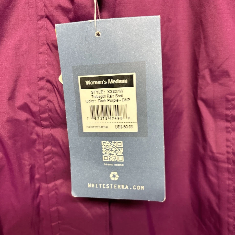Chaqueta Trabagon Rain Shell White Sierra para mujer, púrpura oscuro talla mediana #J3 Foto 3 de 4