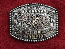 Bull Riding X Treme Rare 2007 RODEO CHAMPION TROPHY BUCKLE Mena Arkansas T96