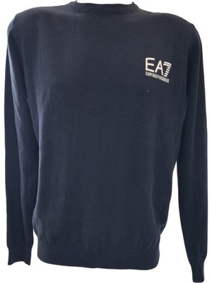 EA7 Emporio Armani Sweatshirt Men's L Navy Logo Cotton Long Sleeve