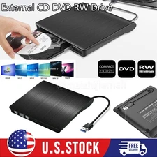 External CD DVD RW Drive USB 3.0 Writer Slim Burner Player Black For Laptop PC