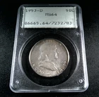1953 D Franklin Half Dollar 50c - RATTLER Holder PCGS MS64 - MILD Toning +Color+